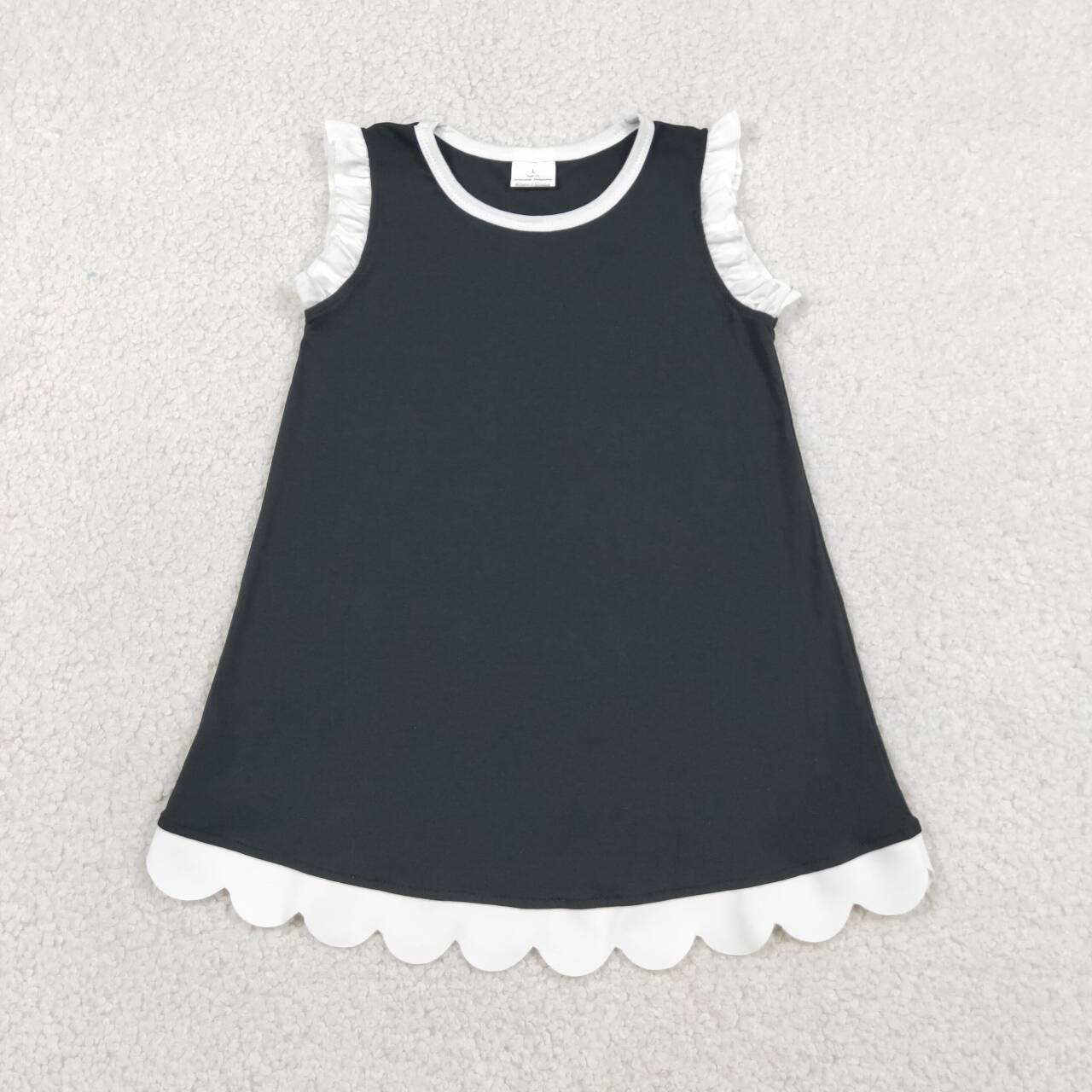21 Colors Cotton Scallop Edge Girls Summer Dress Sisters Teams Wear