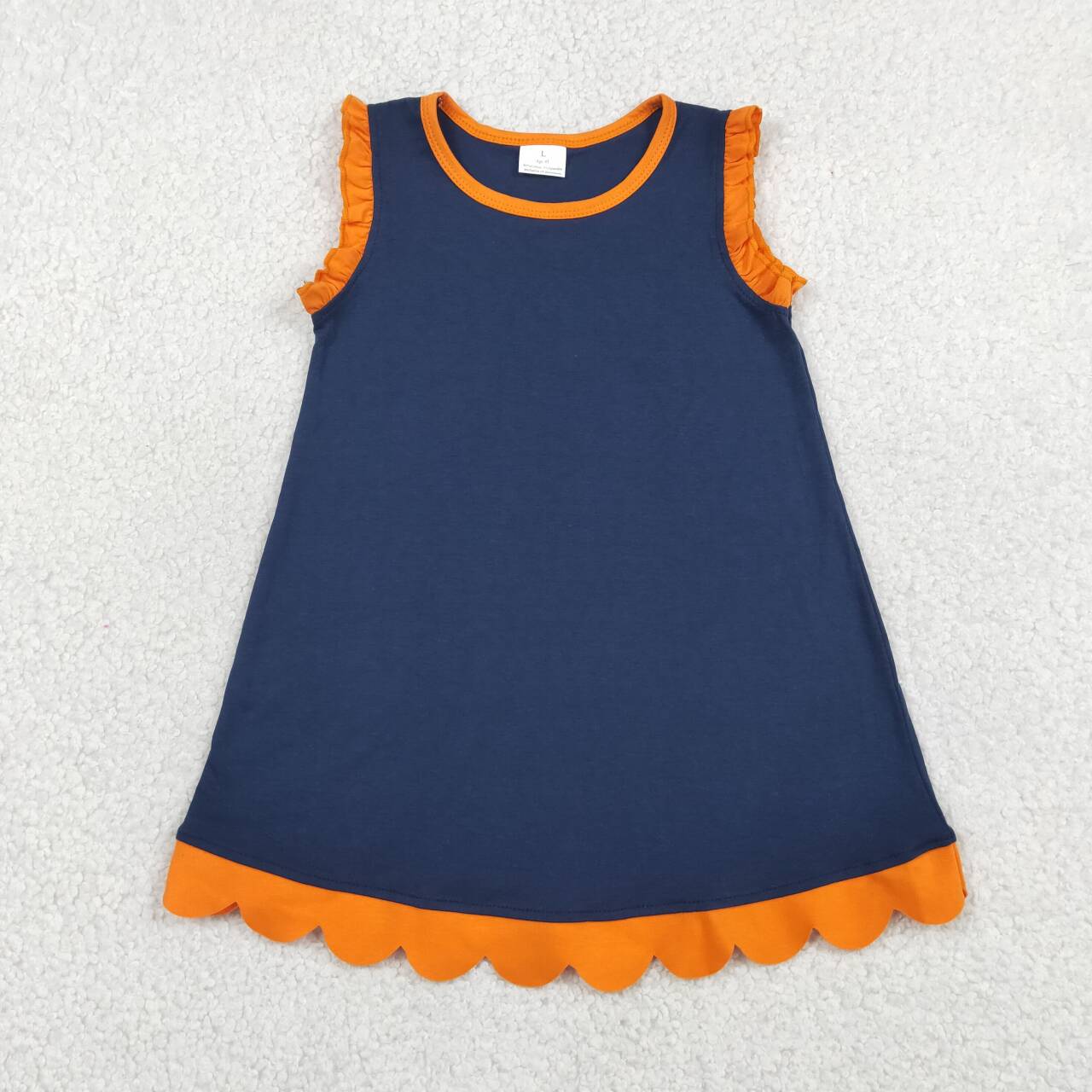 21 Colors Cotton Scallop Edge Girls Summer Dress Sisters Teams Wear