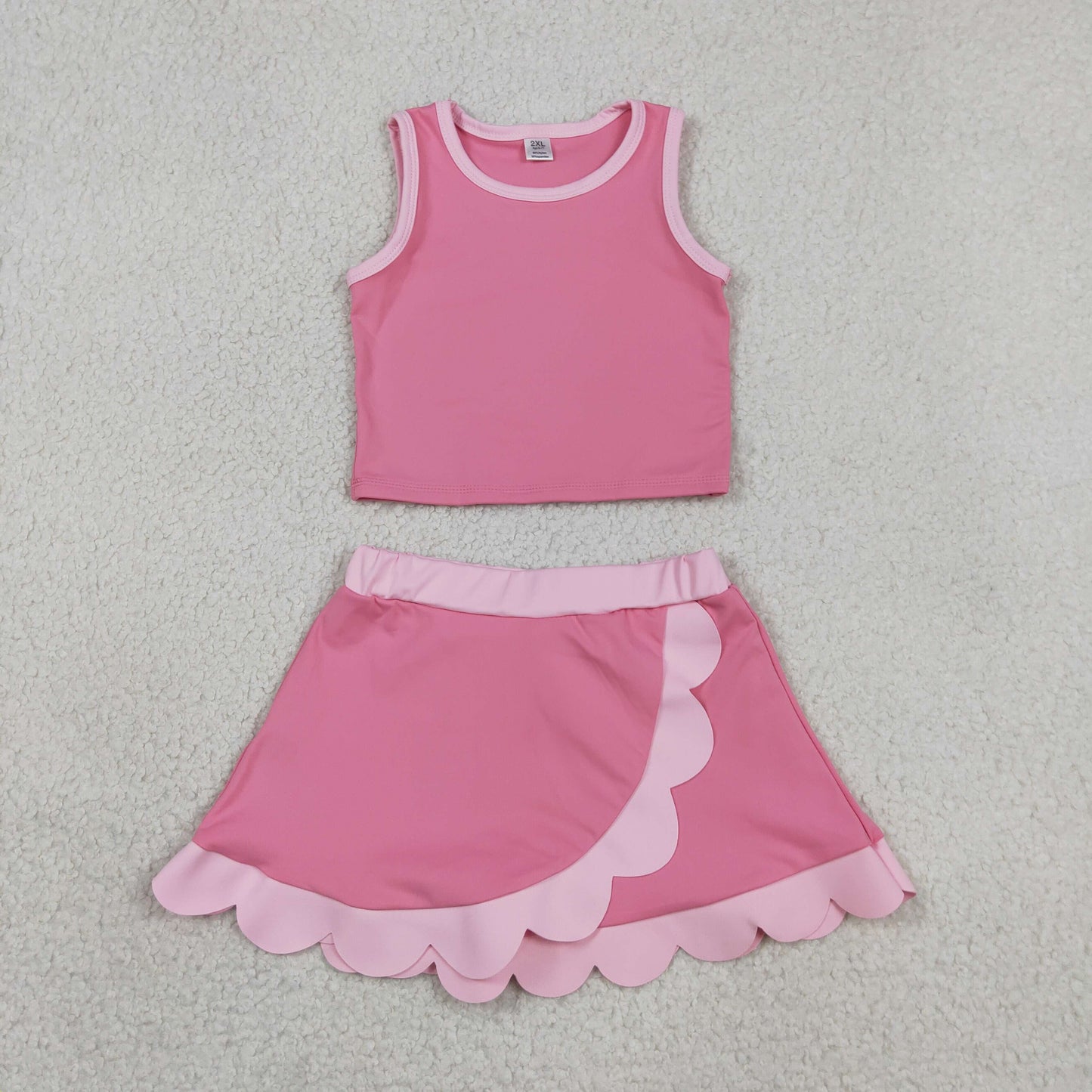 Sibling Baby Girls Sleeveless Tank With Scallop Skort Active Outfit