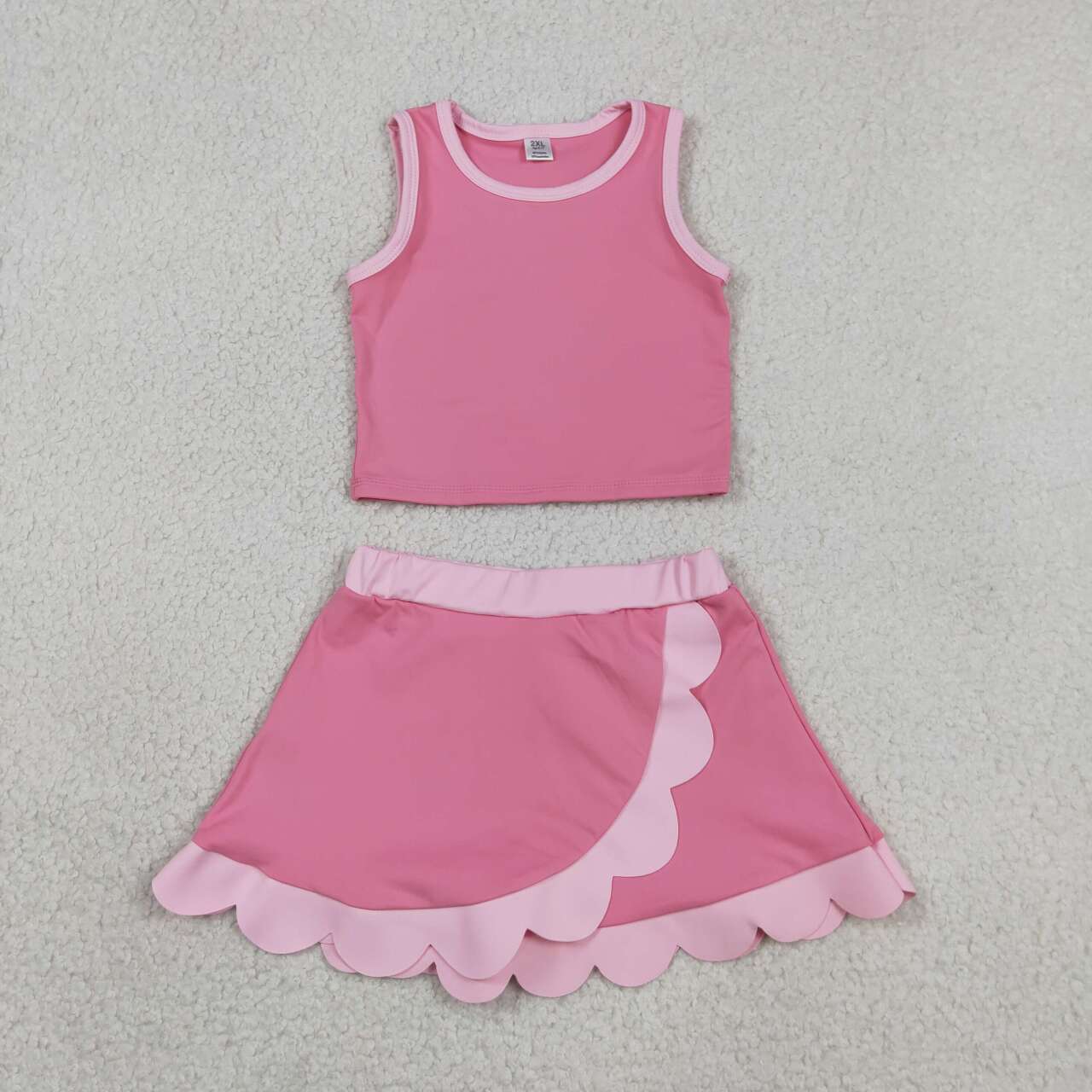 GSD4063 Pink Tank Top Scallop Edge Skort Girls Active Outfits