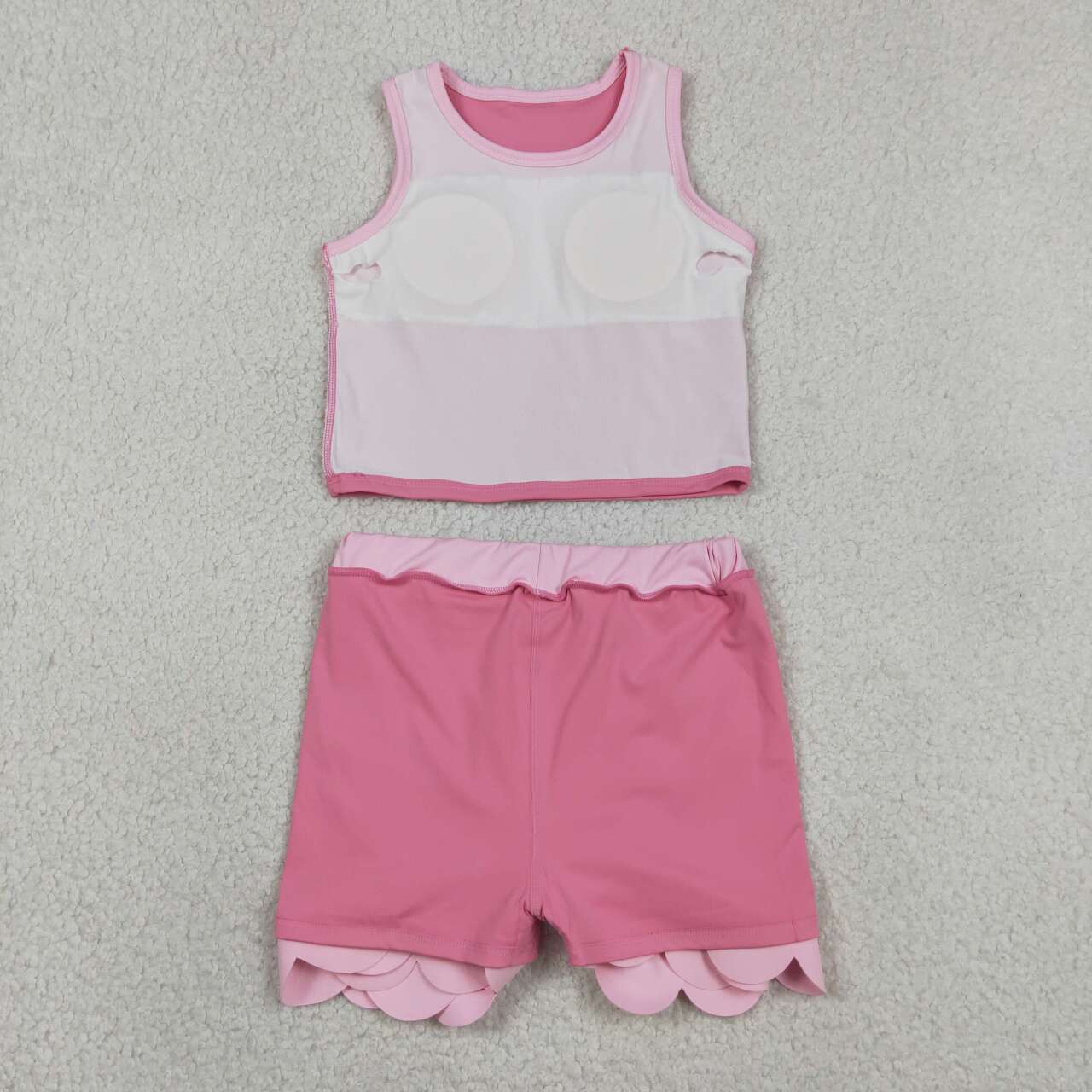GSD4063 Pink Tank Top Scallop Edge Skort Girls Active Outfits