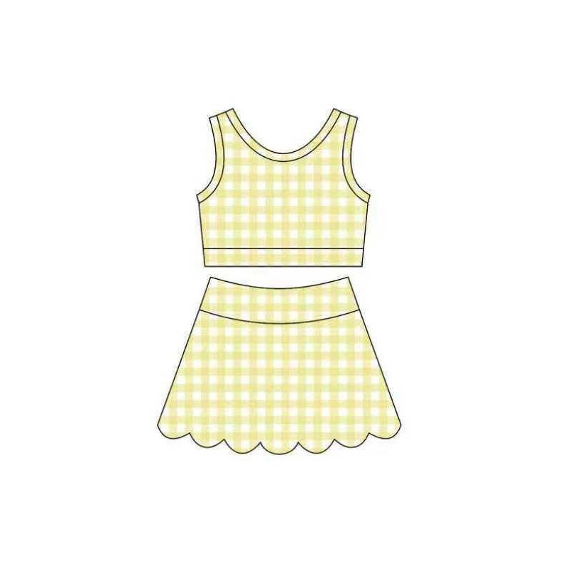 4.6 Toddler Girls Yellow Gingham Sleeveless Top with Skort Active Outfit Preorder