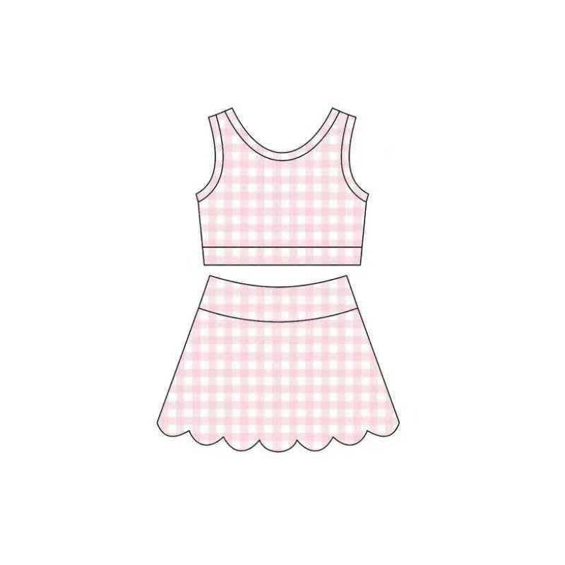4.6 Toddler Girls Pink Gingham Sleeveless Top with Skort Active Outfit Preorder