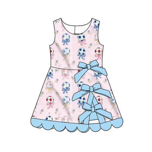 4.8 GSD4075 Preorder Soccer Flowers Bows Girls Scallop Yoga Dress
