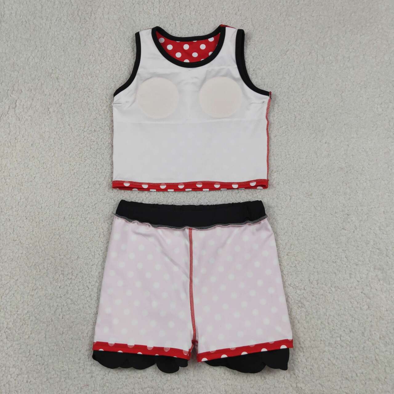 Toddler Sibling Kids Girls Red Polka Dot Black Ruffle Dress & Skort Outfit Active Wear