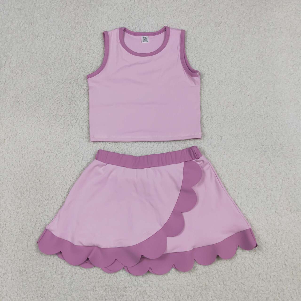 GSD4085 Pink Tank Top Scallop Edge Skort Girls Active Outfits