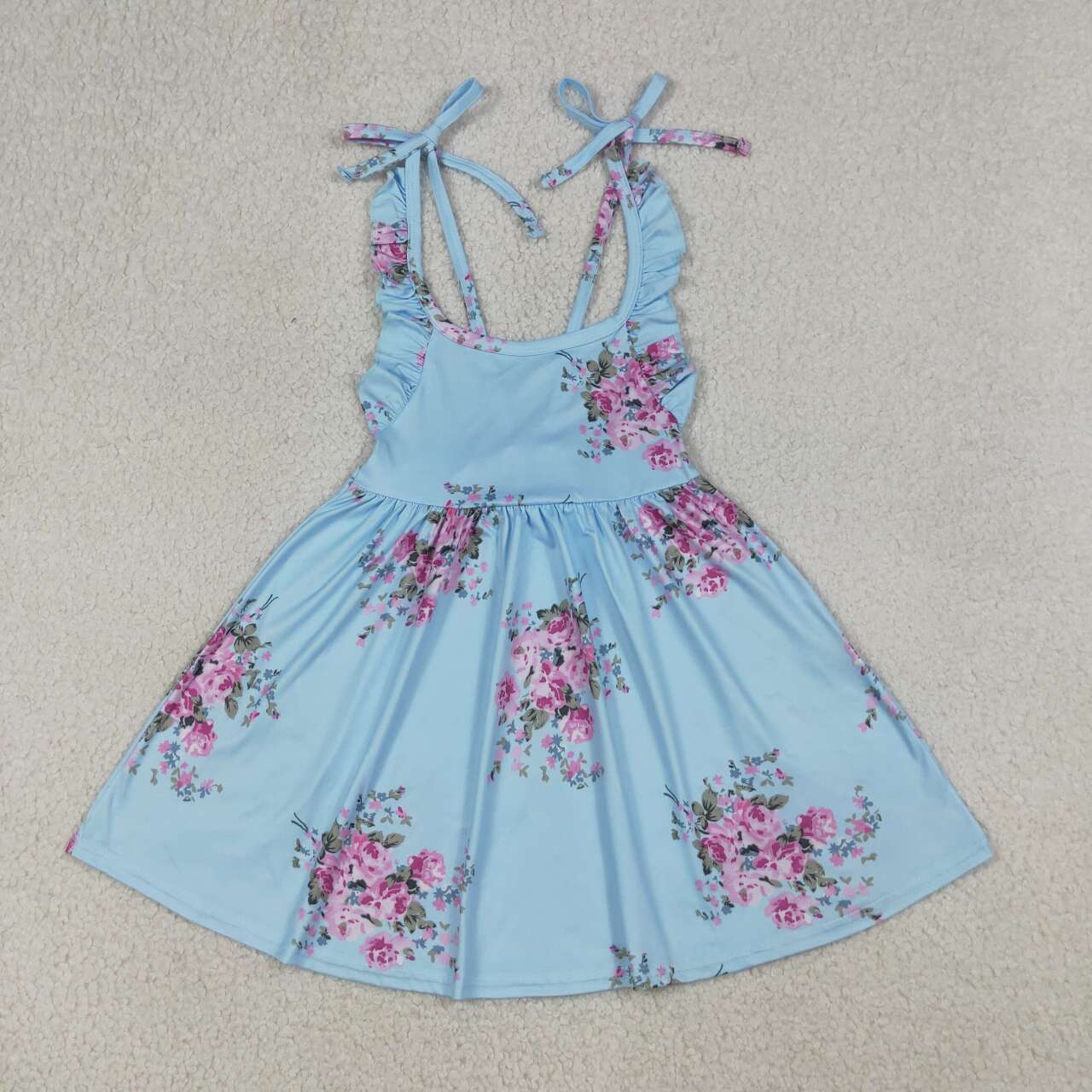 (Promotion)GSD4088 Toddler Girls Vintage Floral Strap Backless Dress