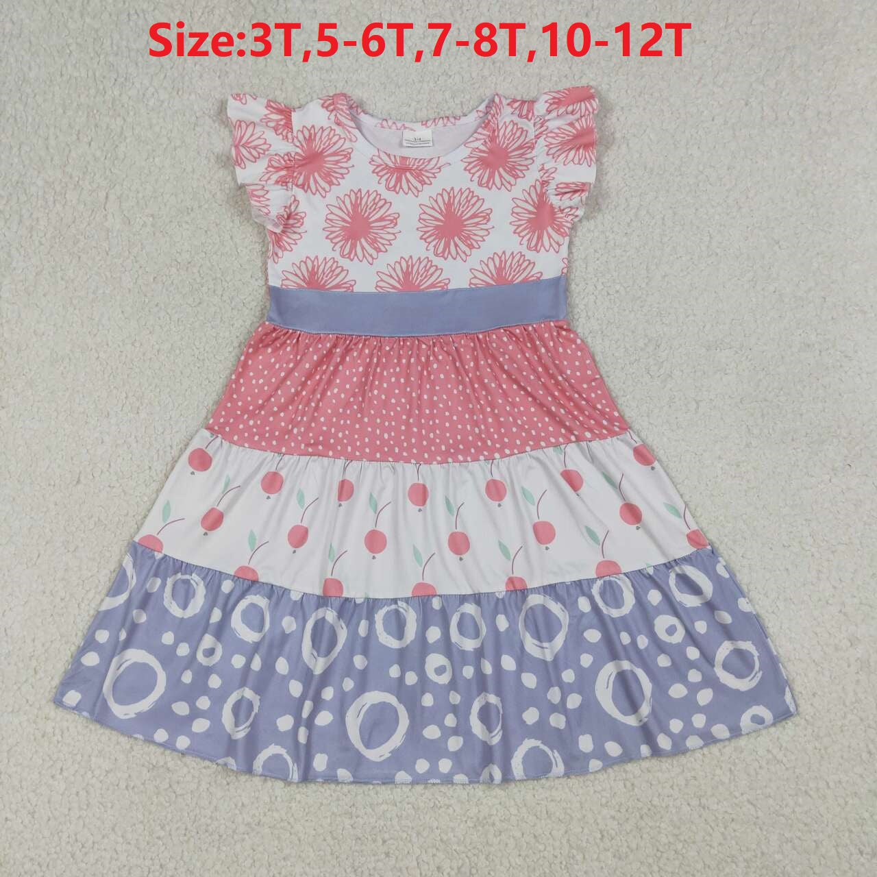 (Promotion)GSD4090 Toddler Girls Vintage Floral Flutter Sleeve Dress