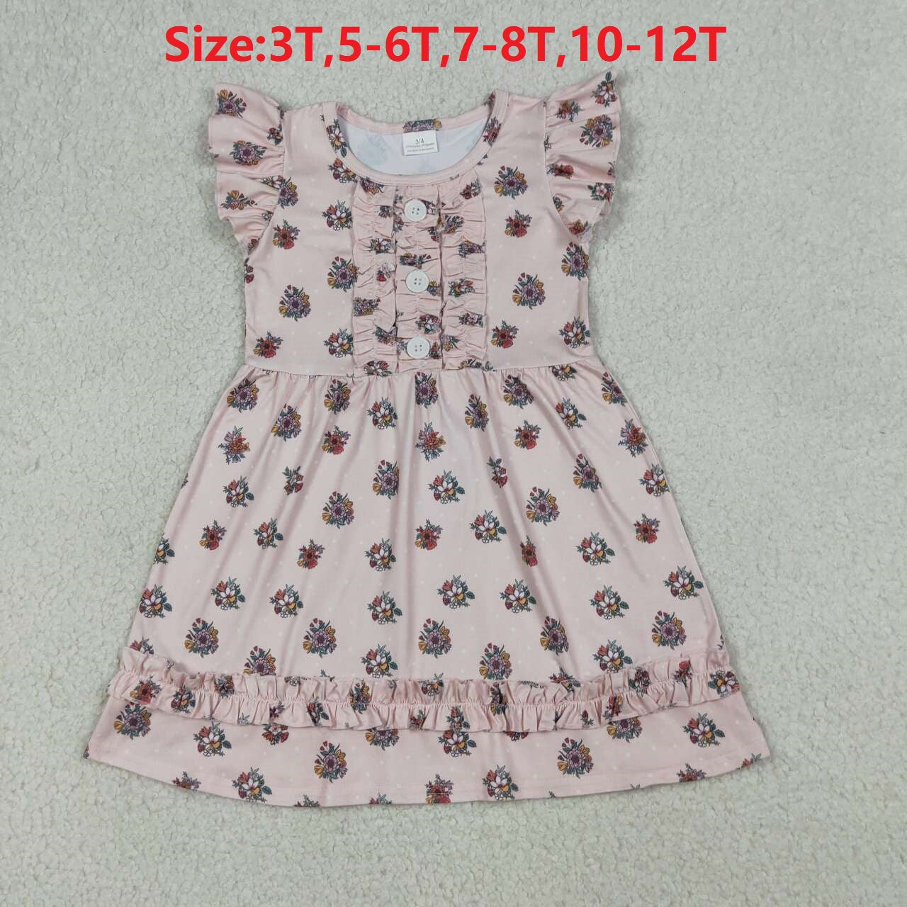 (Promotion) Toddler GIrls Vintage Floral Flutter Sleeve Dress