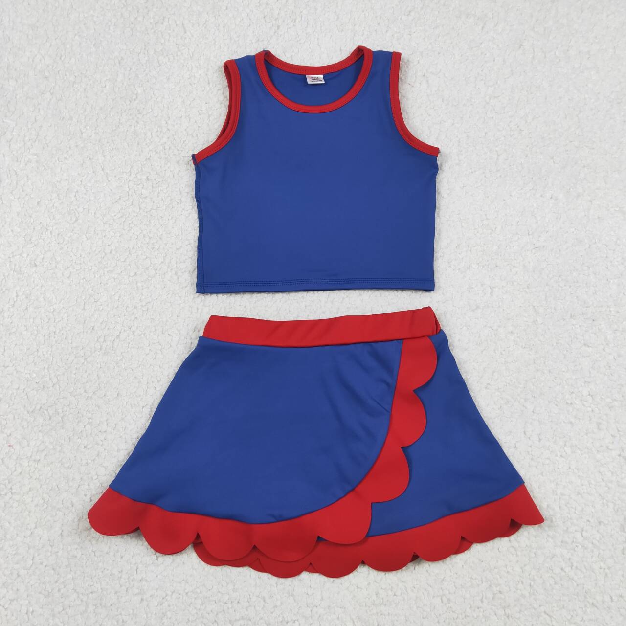 27 Solid Colors Tank Top Scallop Edge Skort Baby Girls Active Clothes Set Sisters Yoga Outfits