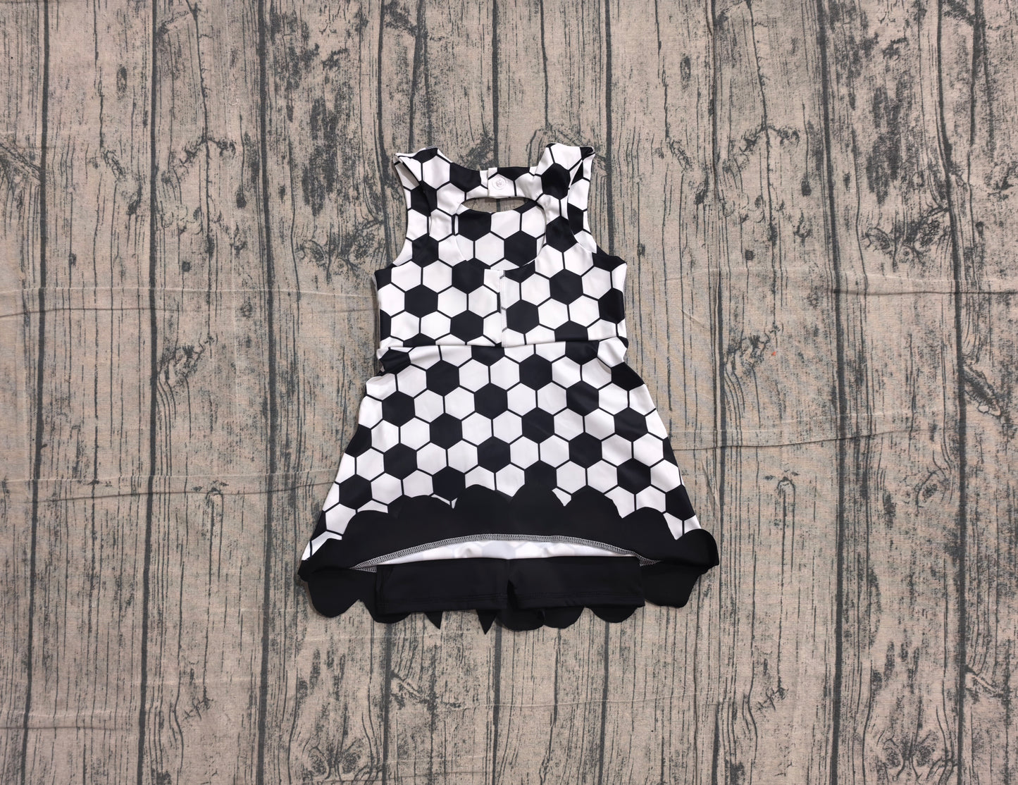 4.11 GSD4102 Preorder Soccer Black Girls Scallop Yoga Dress