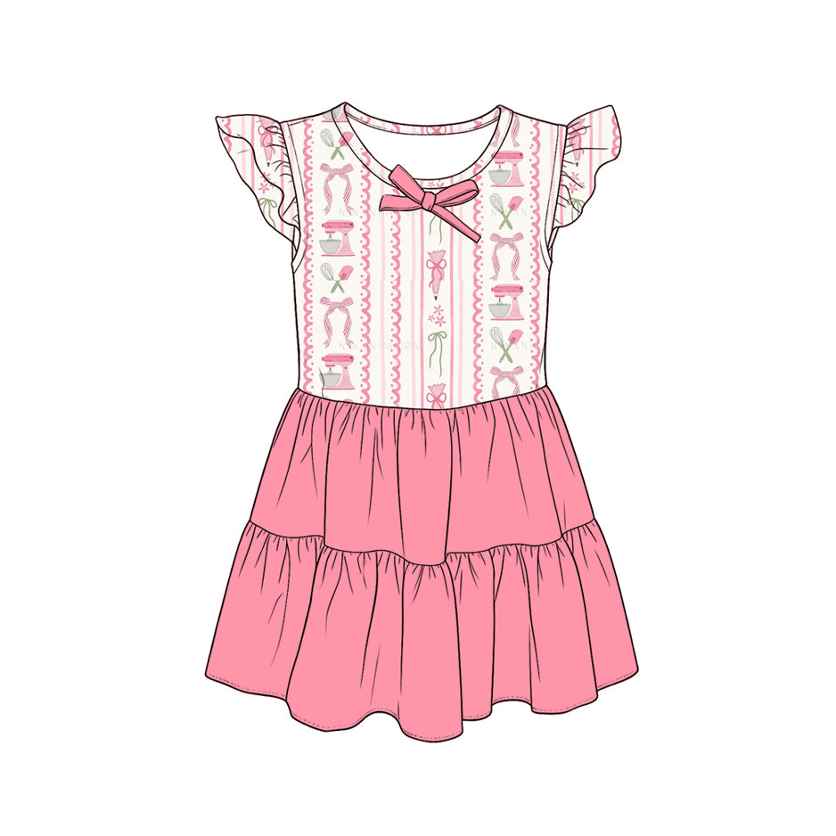 4.15 GSD4104 Preorder Flowers Bows Pink Girls Knee-length Dress