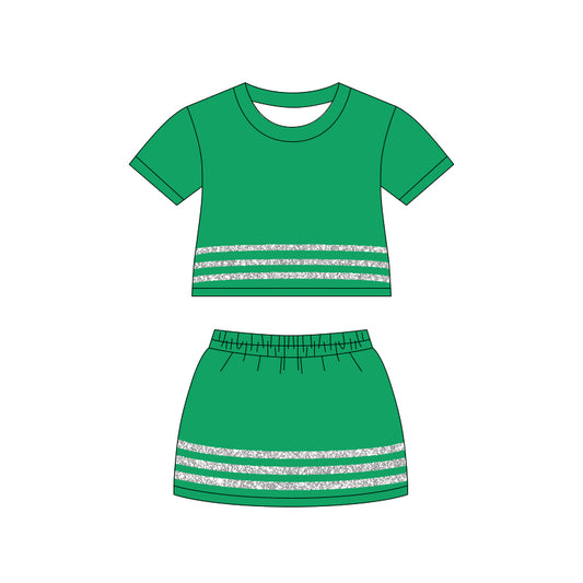 4.15 GSD4106 Preorder Green Top Skirts Girls Summer Clothes Set