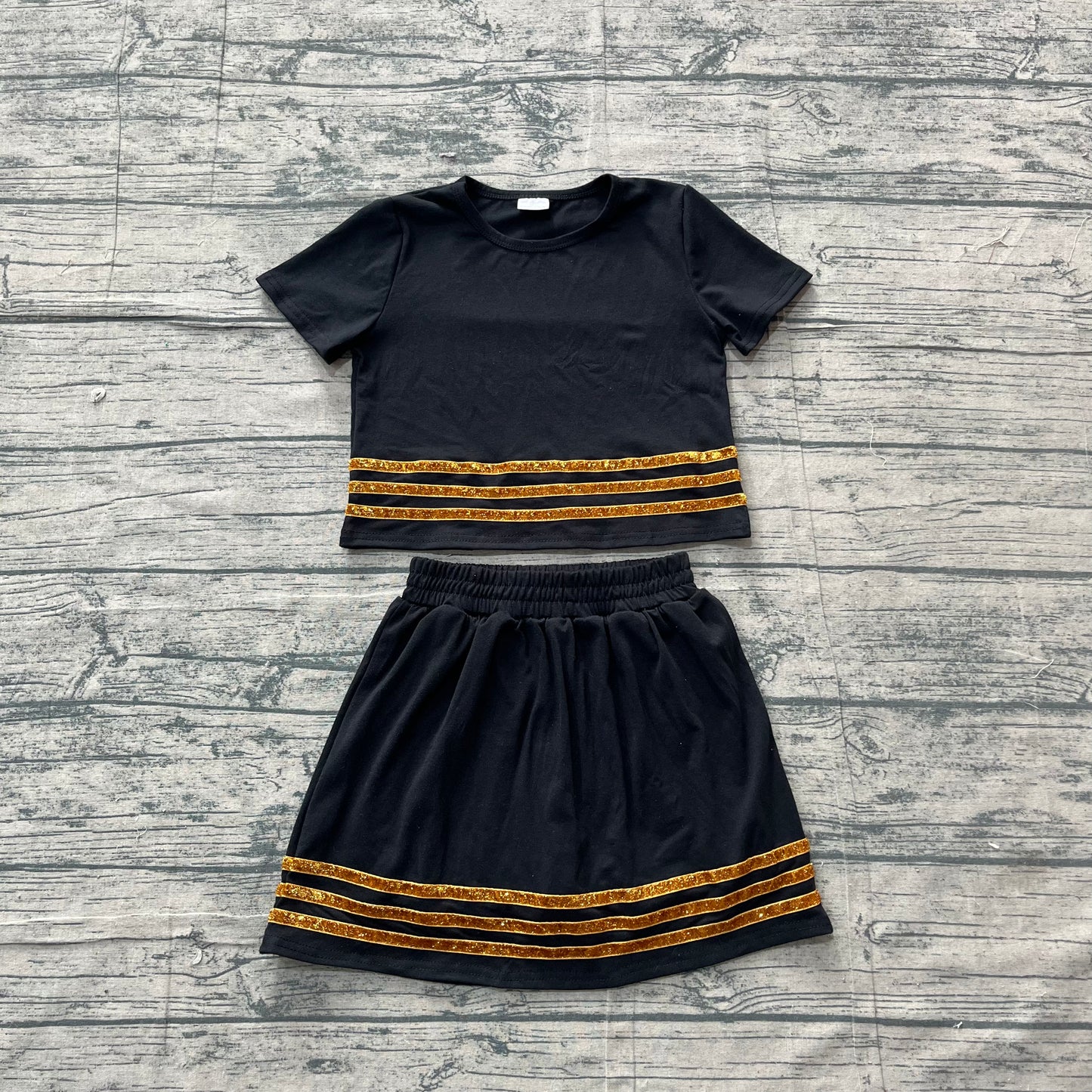 4.15 GSD4108 Preorder Black Top Skirts Girls Summer Clothes Set