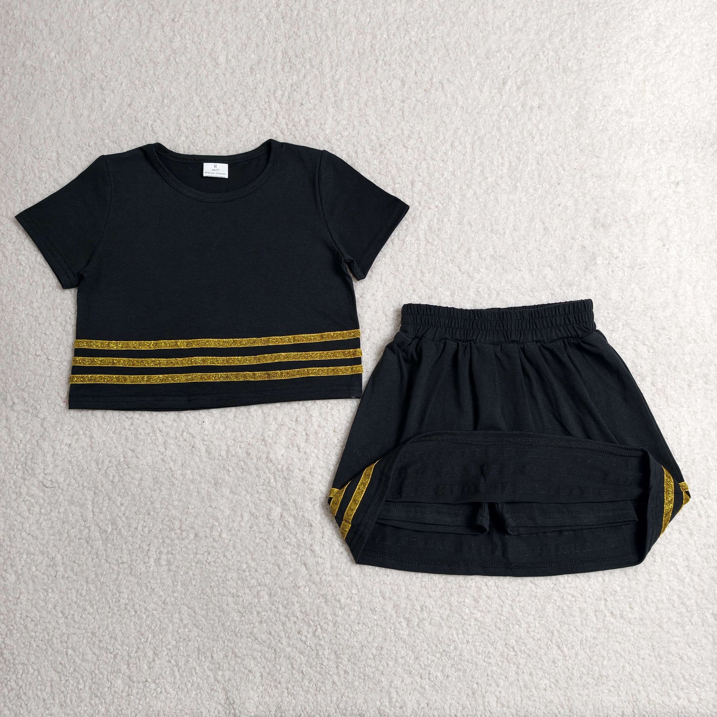 Sibling Baby Girls Solid Color Short Sleeve Top with Skort Sport Outfit