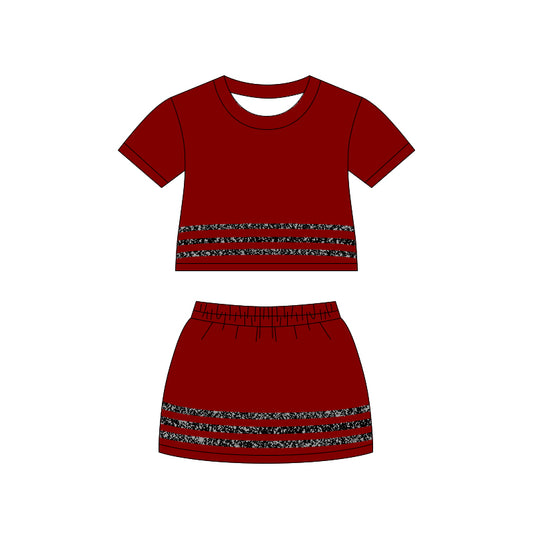 4.15 GSD4109 Preorder Wine Top Skirts Girls Summer Clothes Set