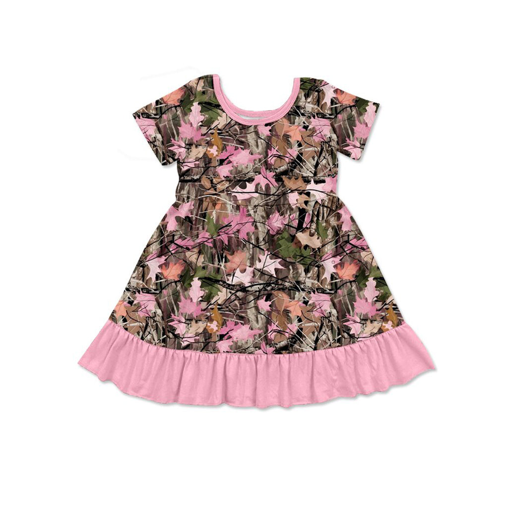 4.21  Toddler Girl Pink Camo Short Sleeve Knee Length Dress Preorder