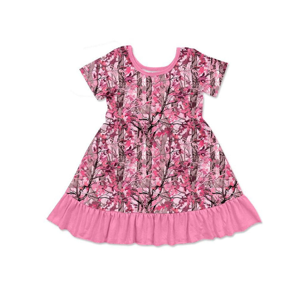 4.21  Toddler Girl Pink Camo Short Sleeve Knee Length Dress Preorder