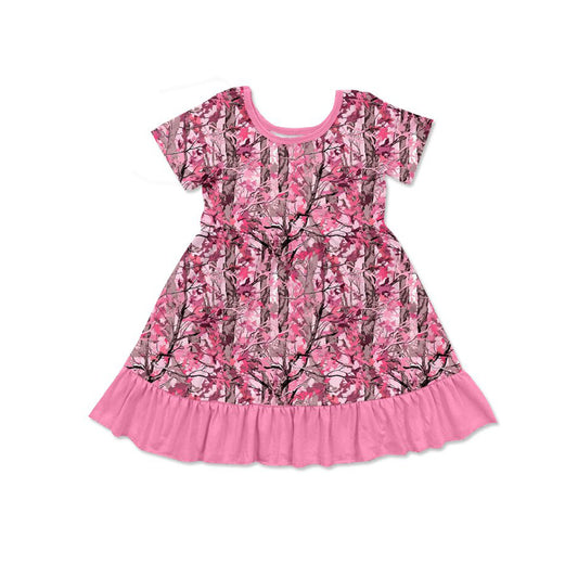 4.21  Toddler Girl Pink Camo Short Sleeve Knee Length Dress Preorder