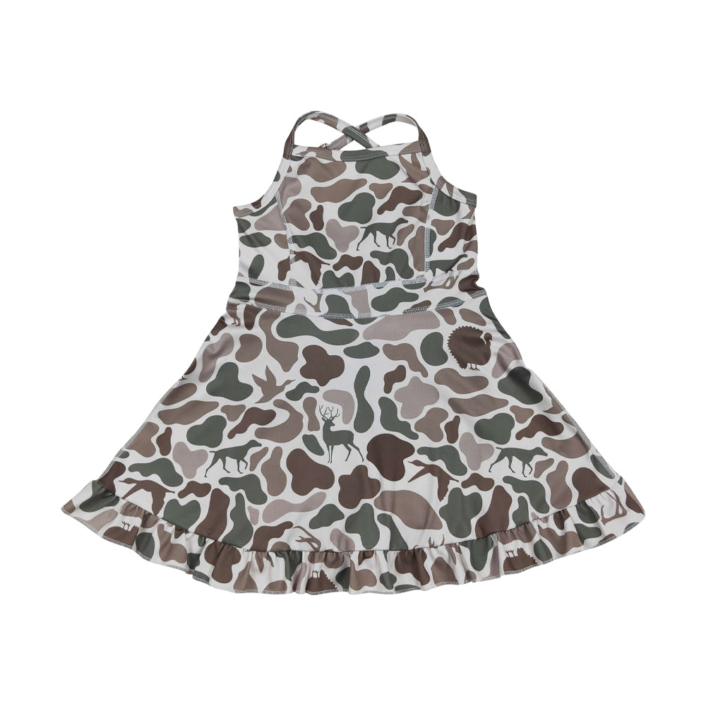 GSD4117 Camo Animals Hunting Strap Ruffle Baby Girls Summer Yoga Dress