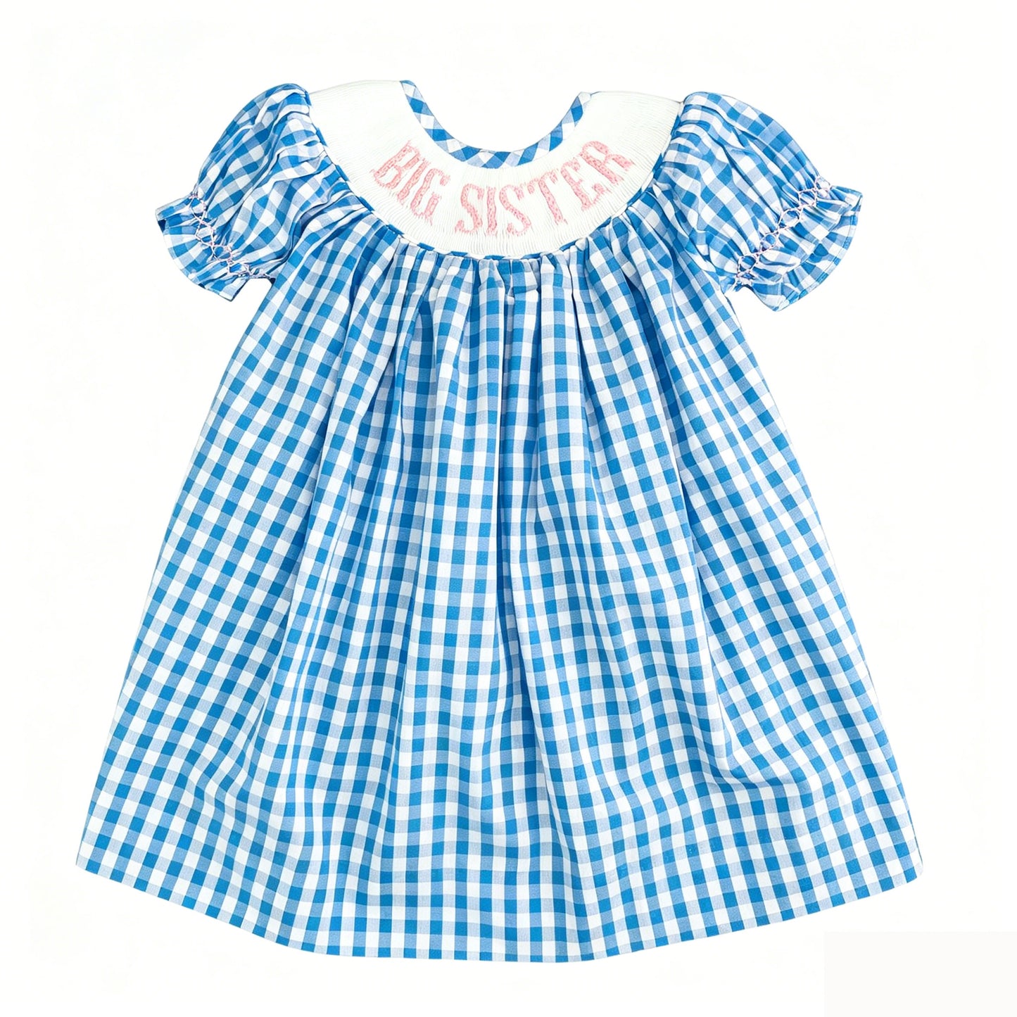 4.23 Big Sister Blue Gingham Short Sleeve Dress For Girls Preorder