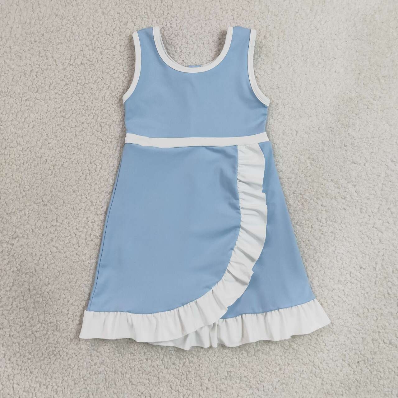 20 Colors Sleeveless Ruffle Girls Yoga Zipper Dress Sisters Active Wear
