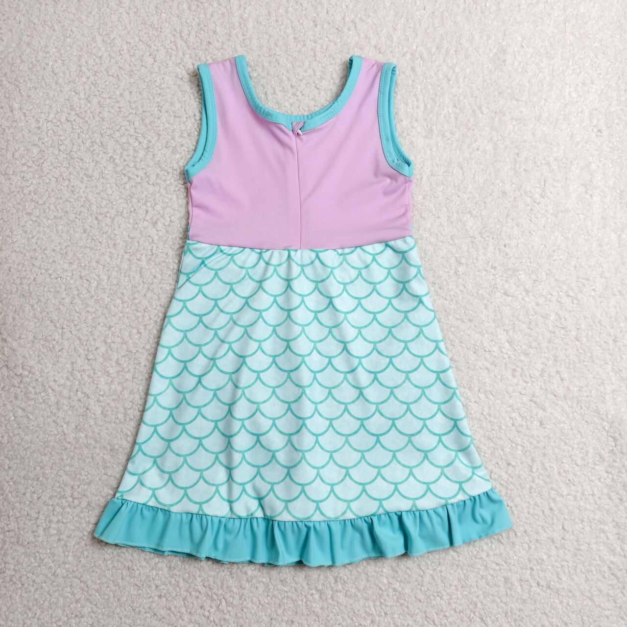 GSD4125 Pink & Scales Girls Sleeveless Ruffle Yoga Zipper Dress