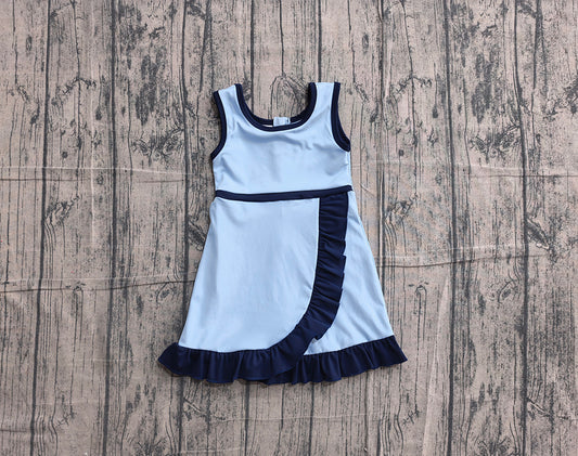 4.24 GSD4126 Preorder Blue & Navy Girls Sleeveless Scallop Yoga Dress