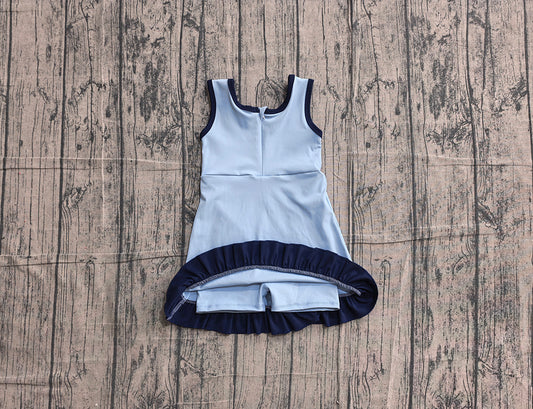 4.24 GSD4126 Preorder Blue & Navy Girls Sleeveless Scallop Yoga Dress