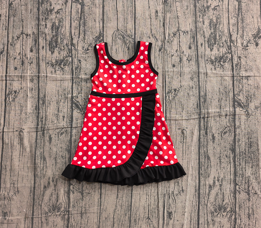 4.24 GSD4128 Preorder Red Dots Girls Sleeveless Scallop Yoga Dress