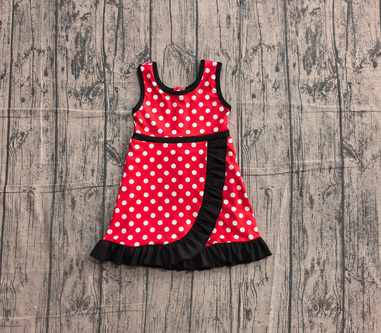 4.24 GSD4128 Preorder Red Dots Girls Sleeveless Scallop Yoga Dress