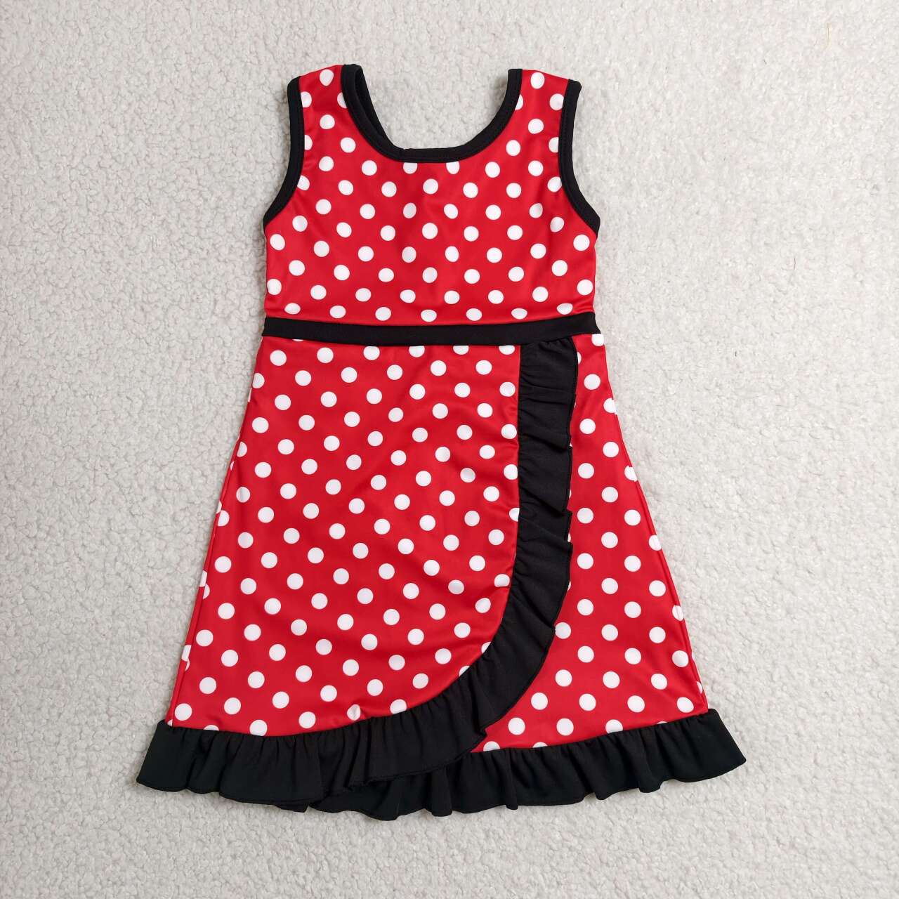 Toddler Sibling Kids Girls Red Polka Dot Black Ruffle Dress & Skort Outfit Active Wear