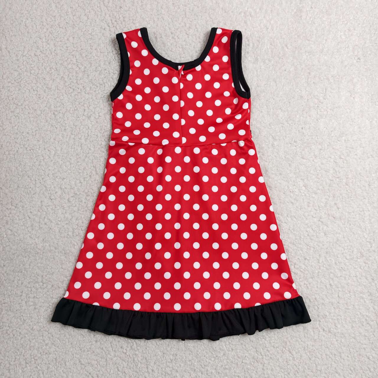 GSD4128 Red Dots Girls Sleeveless Ruffle Yoga Zipper Dress