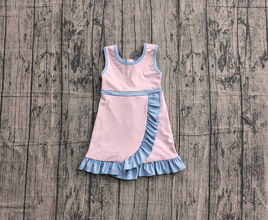 4.24 GSD4129 Preorder Pink & Blue Girls Sleeveless Scallop Yoga Dress