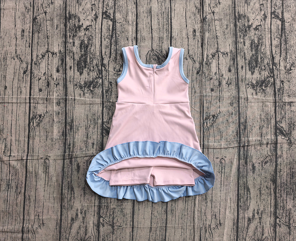 4.24 GSD4129 Preorder Pink & Blue Girls Sleeveless Scallop Yoga Dress
