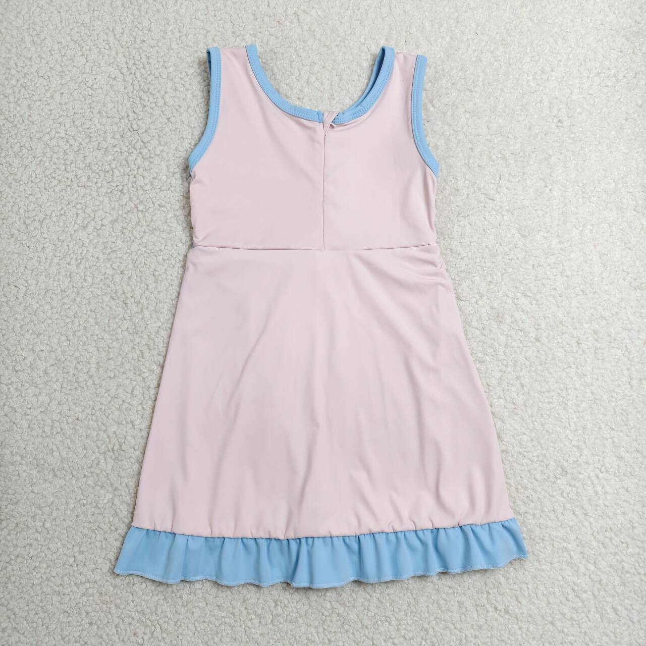 GSD4129 Pink & Blue Girls Sleeveless Ruffle Yoga Zipper Dress