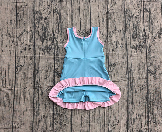 4.24 GSD4130 Preorder Blue & Pink Girls Sleeveless Scallop Yoga Dress