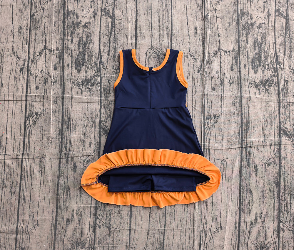 4.24 GSD4131 Preorder Navy & Orange Girls Sleeveless Scallop Yoga Dress
