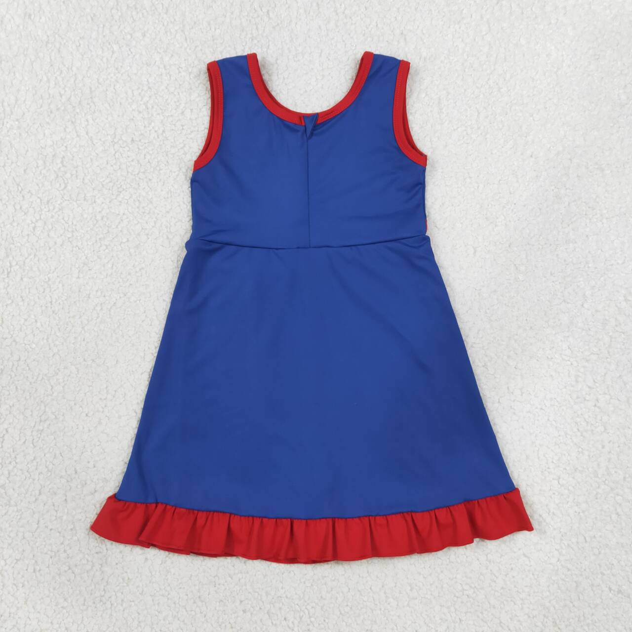 GSD4133 Blue & Red Girls Sleeveless Ruffle Zipper Yoga Dress