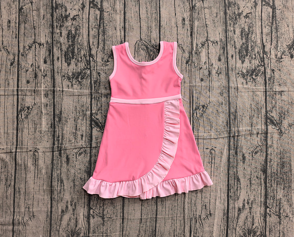 4.24 GSD4139 Preorder Pink Girls Sleeveless Scallop Yoga Dress
