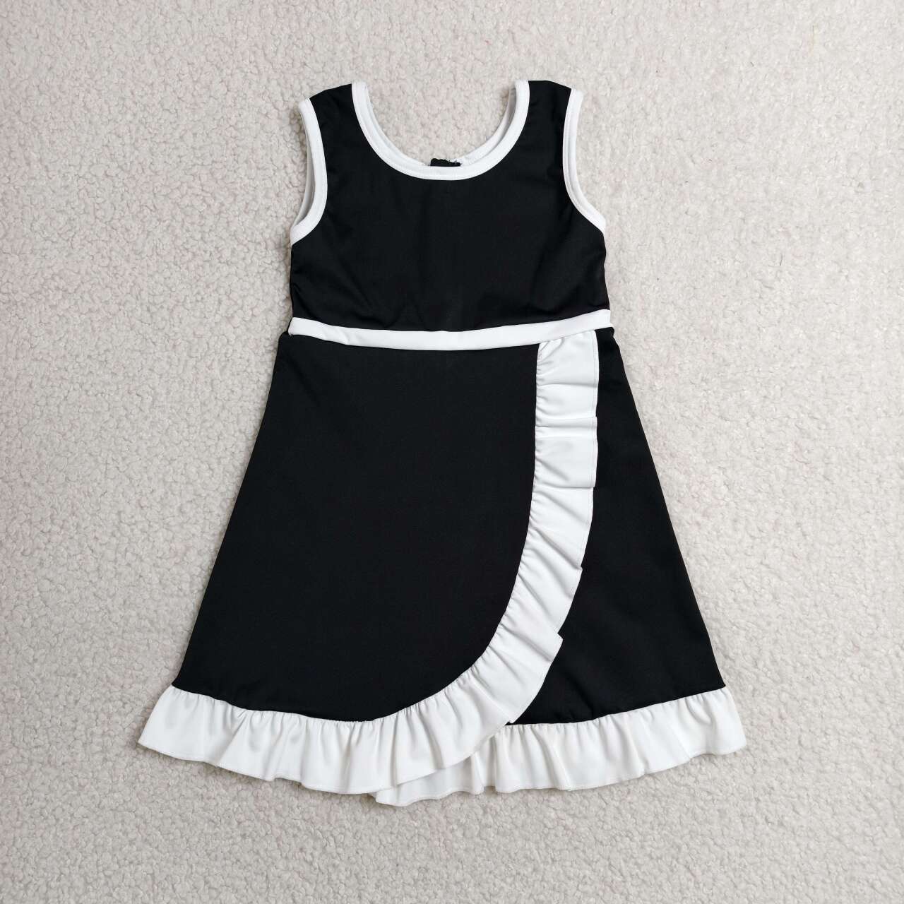 20 Colors Sleeveless Ruffle Girls Yoga Zipper Dress Sisters Active Wear
