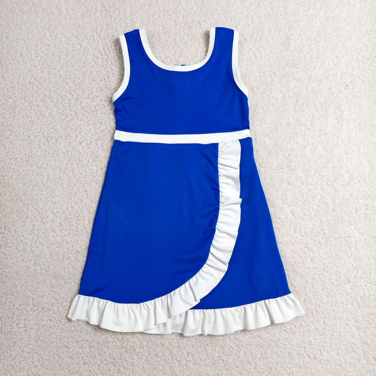 Toddler Sibling Kids Girls Royalblue With White Ruffle Dress & Skort Outfit Active Wear