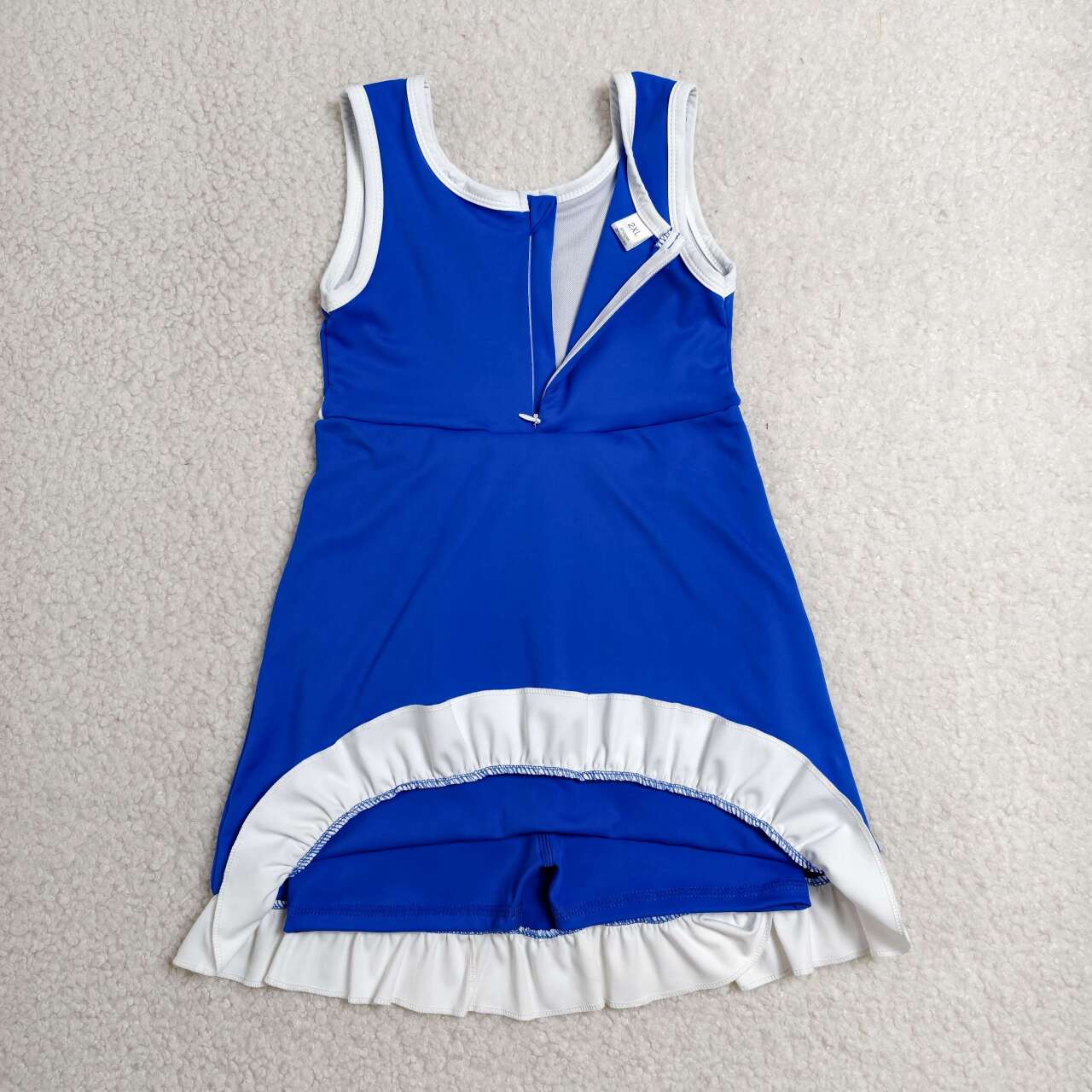 Toddler Sibling Kids Girls Royalblue With White Ruffle Dress & Skort Outfit Active Wear