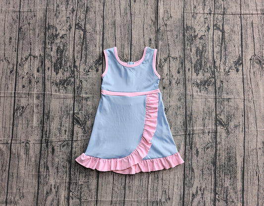 4.24 GSD4144 Preorder Blue & Pink Girls Sleeveless Scallop Yoga Dress