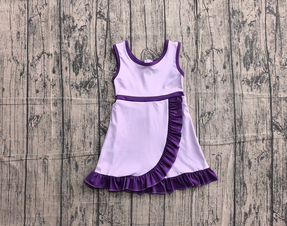 4.24 GSD4151 Preorder Purple Girls Sleeveless Scallop Yoga Dress