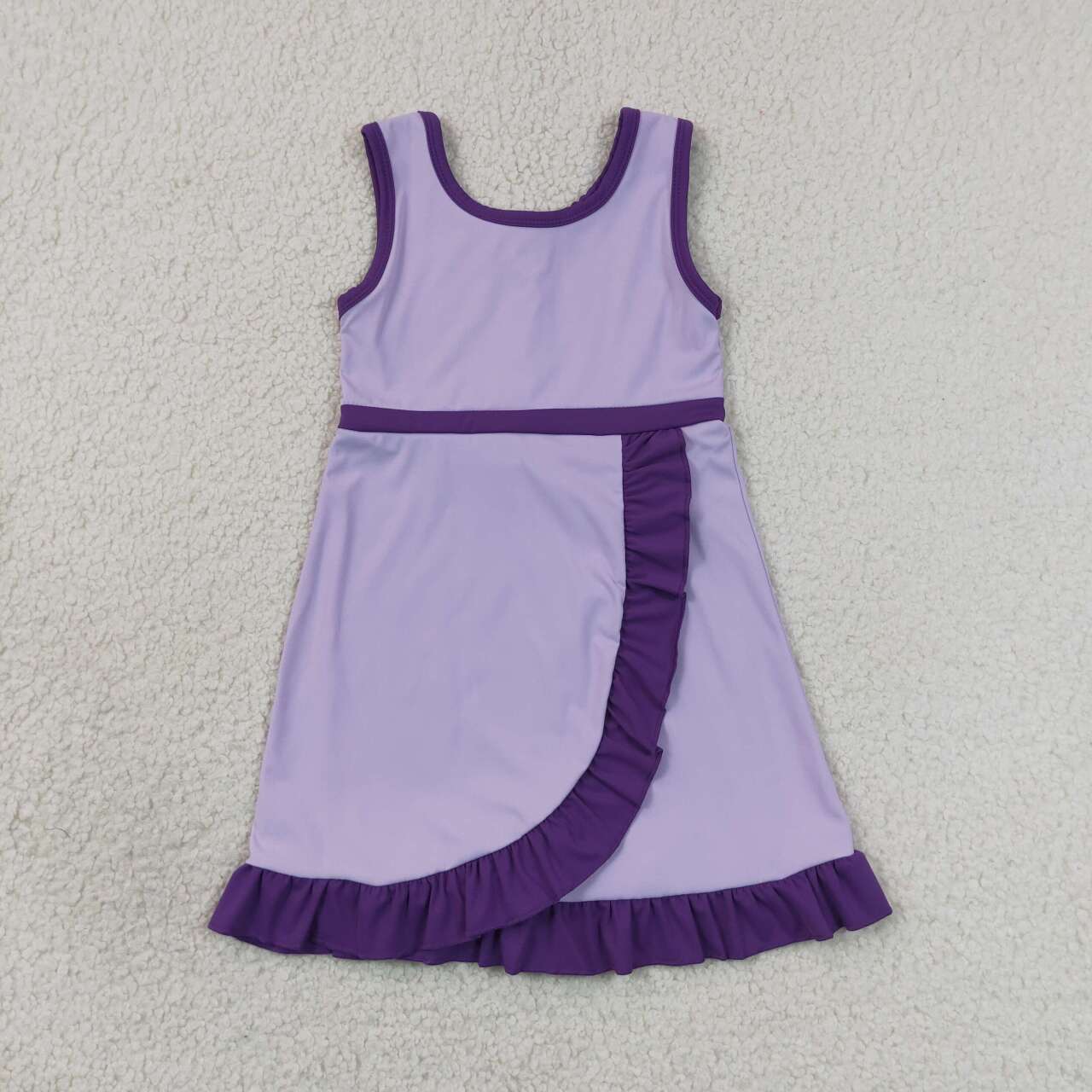 20 Colors Sleeveless Ruffle Girls Yoga Zipper Dress Sisters Active Wear