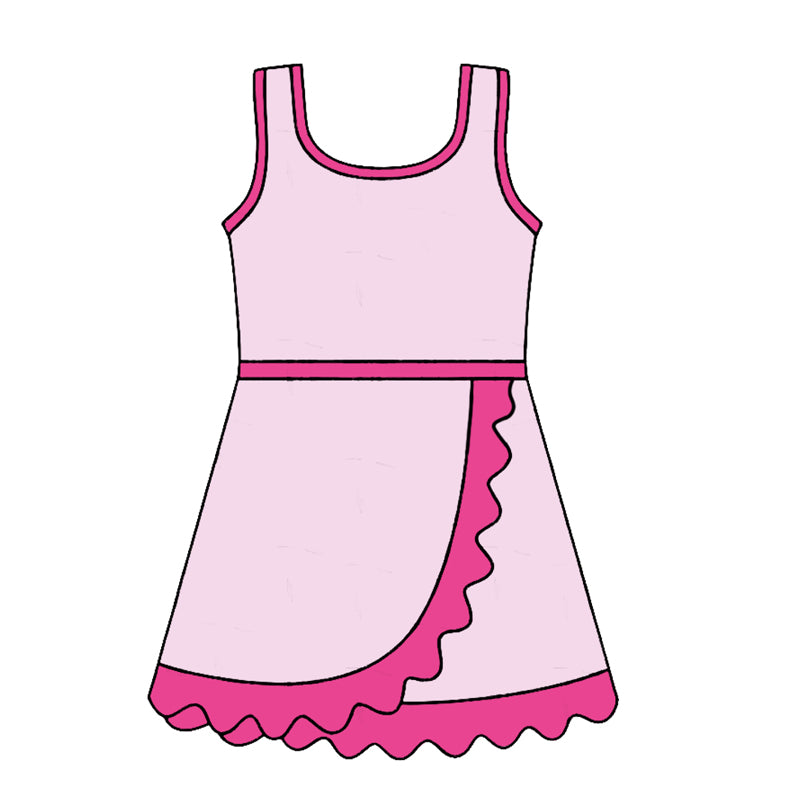 4.24 GSD4152 Preorder Pink Girls Sleeveless Scallop Yoga Dress