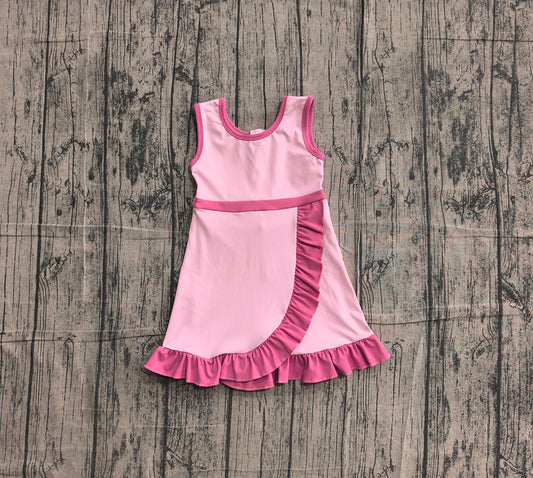 4.24 GSD4152 Preorder Pink Girls Sleeveless Scallop Yoga Dress