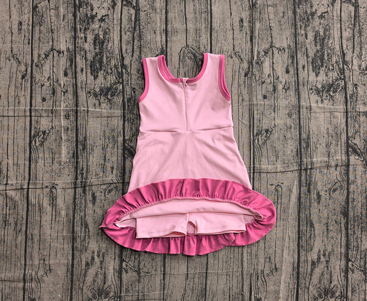 4.24 GSD4152 Preorder Pink Girls Sleeveless Scallop Yoga Dress