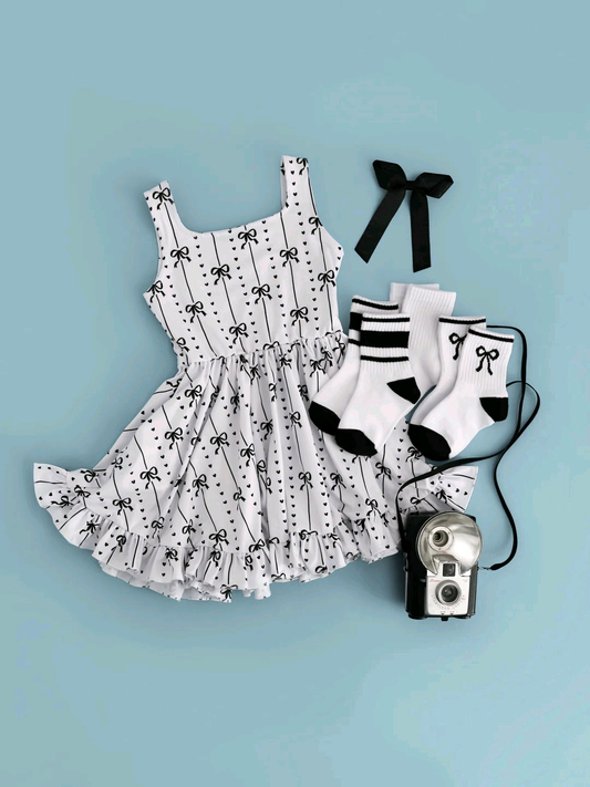 4.25 Black Bows Sleeveless Dress For Girls Preorder